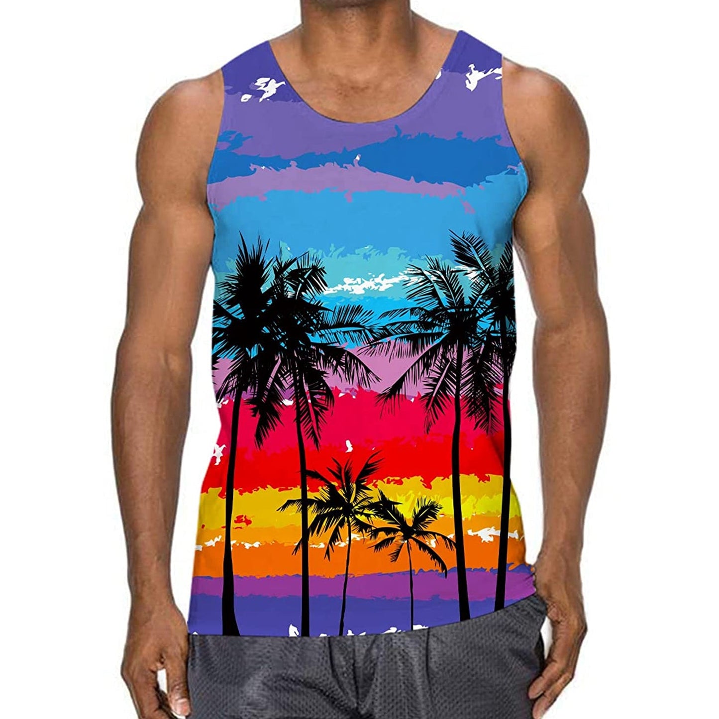 Sunset Coconut Tree Funny Tank Top