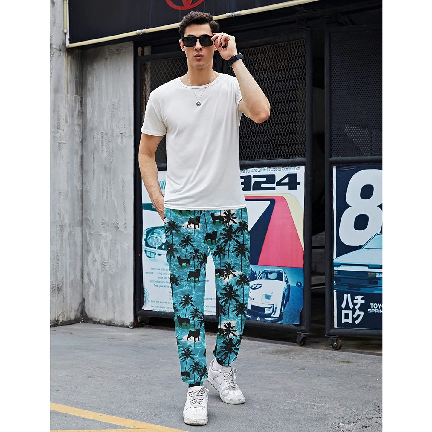 Palm Tree Dog Funny Joggers