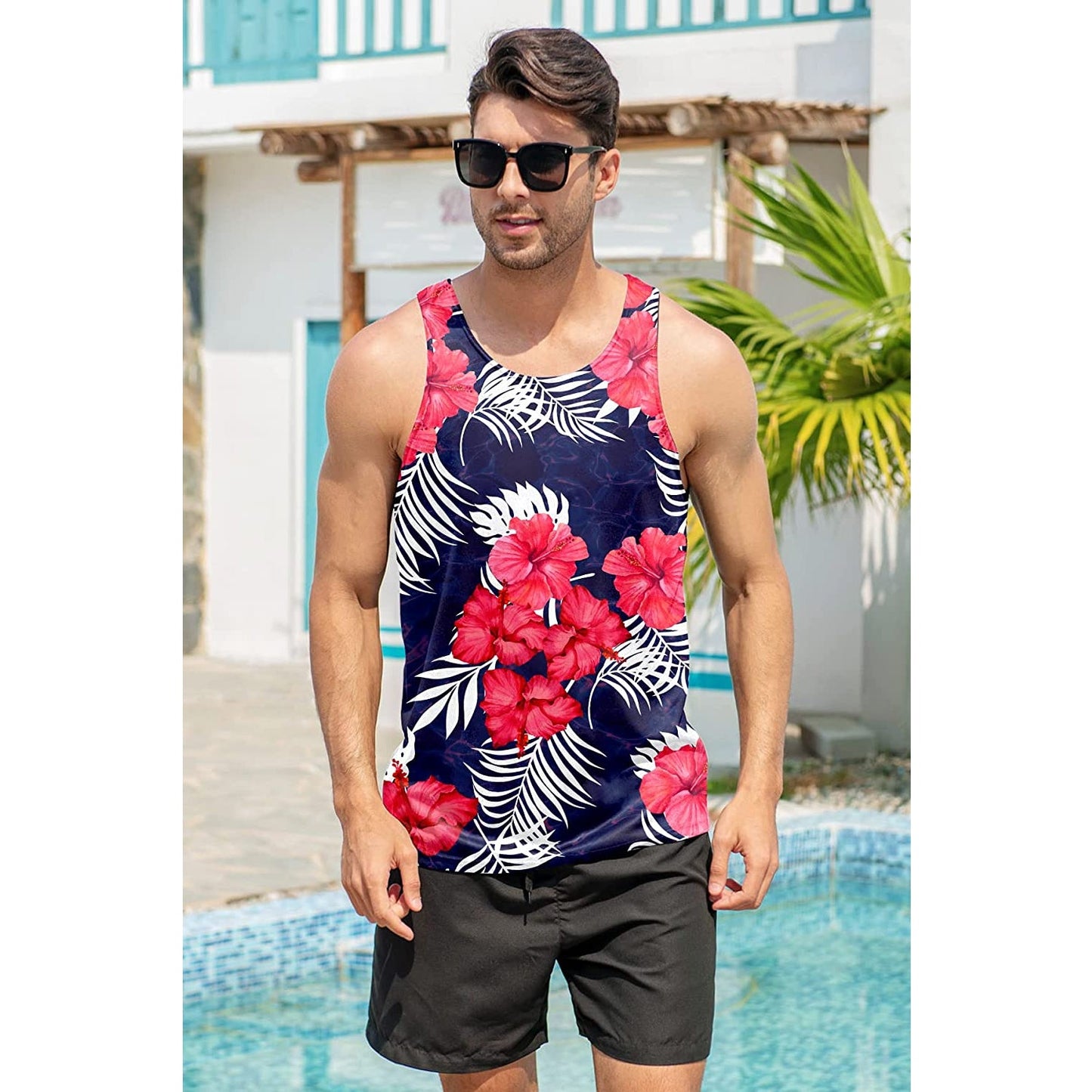 Red Floral Funny Tank Top