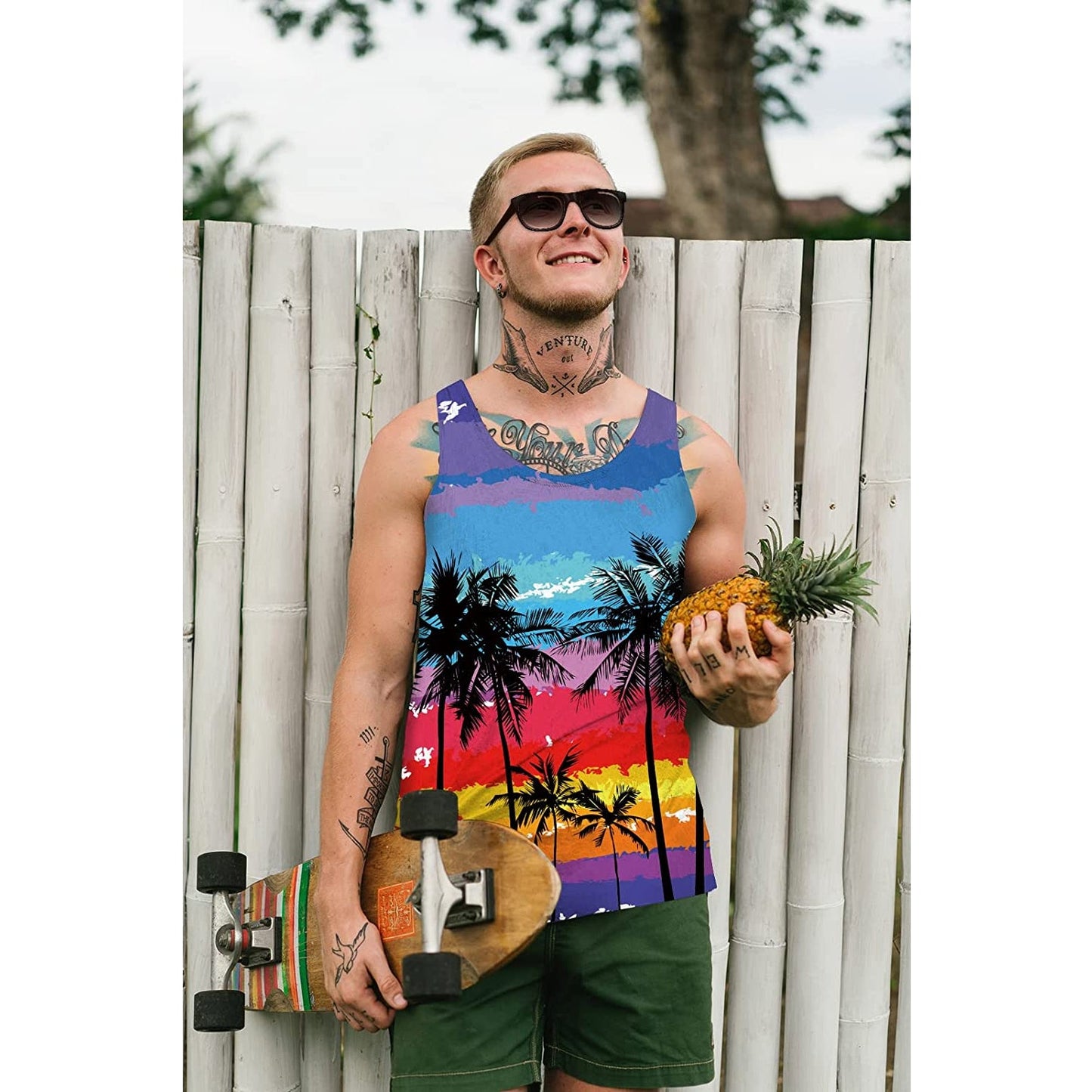 Sunset Coconut Tree Funny Tank Top