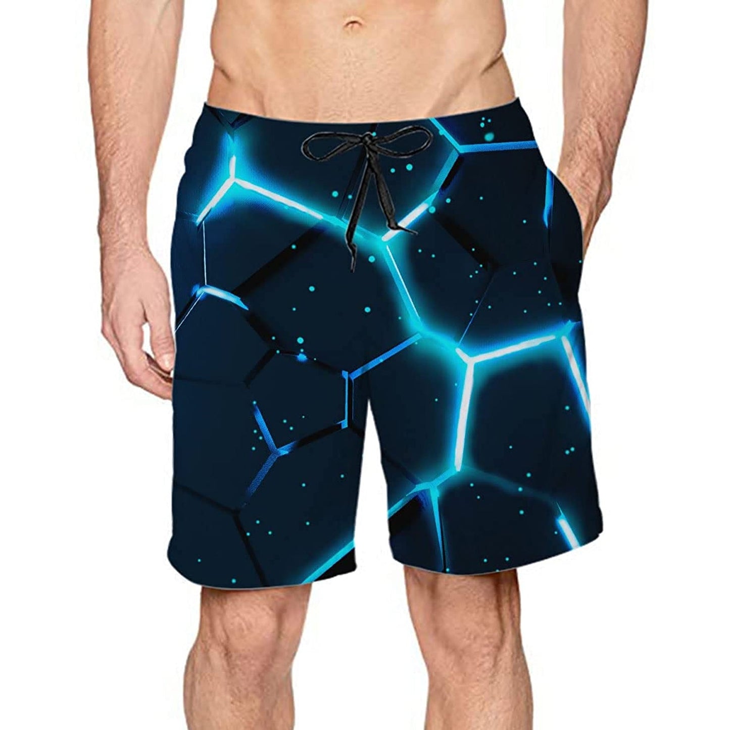 Navy Blue Crack Funny Swim Trunks