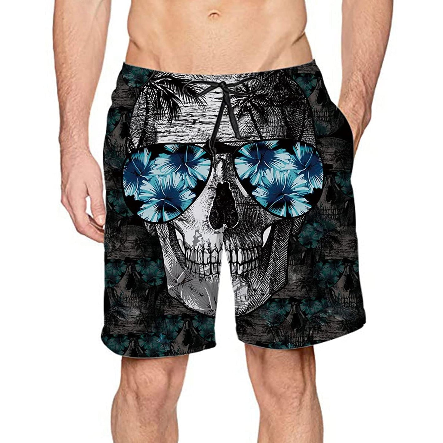 Sunglasses Skull Funny Swim Trunks