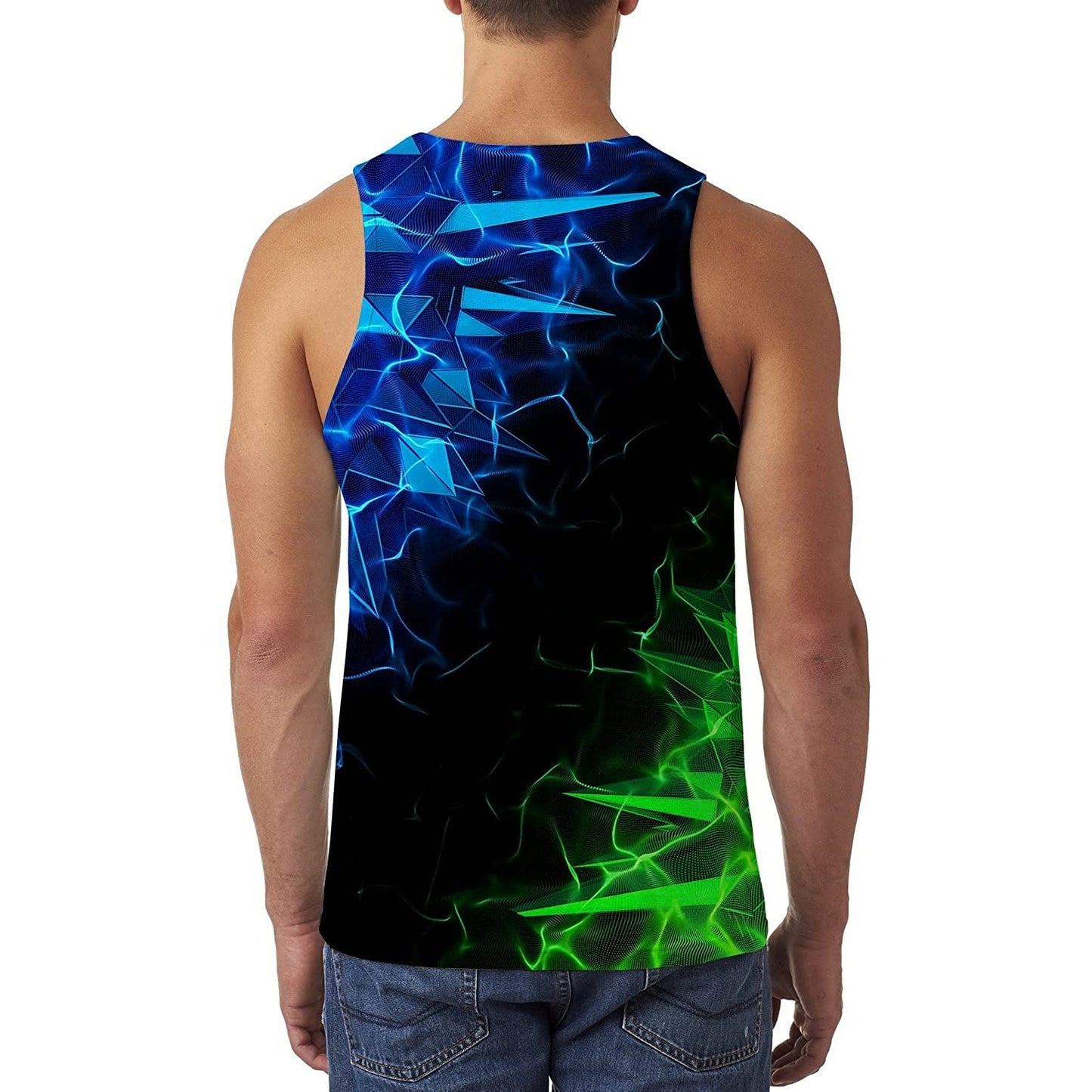 Green & Blue Geometric Funny Tank Top