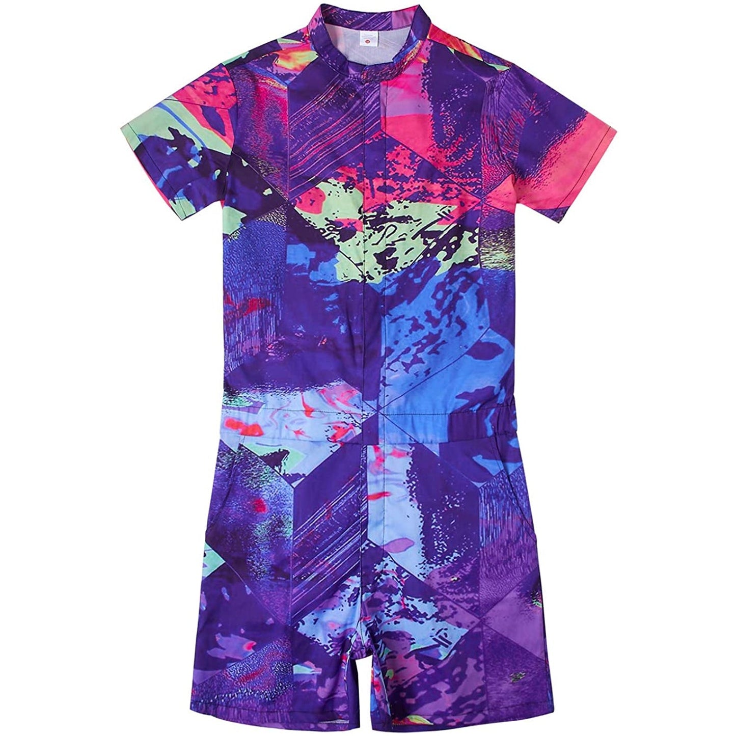 Blue Geometry Men Romper