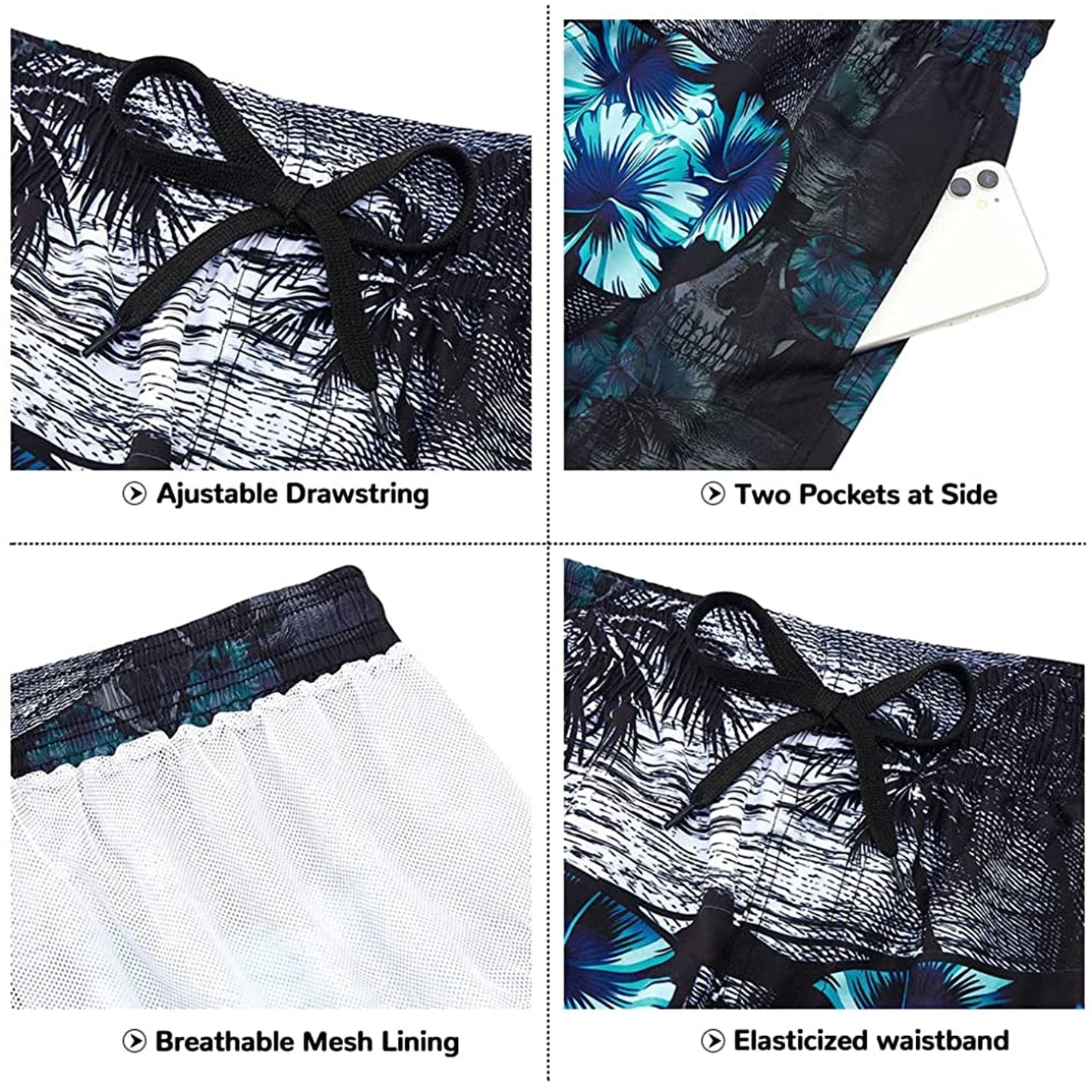 Sunglasses Skull Funny Swim Trunks