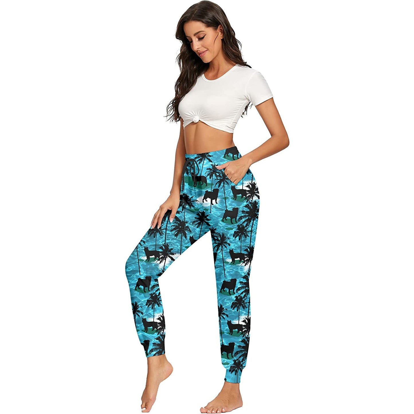 Palm Tree Dog Funny Joggers