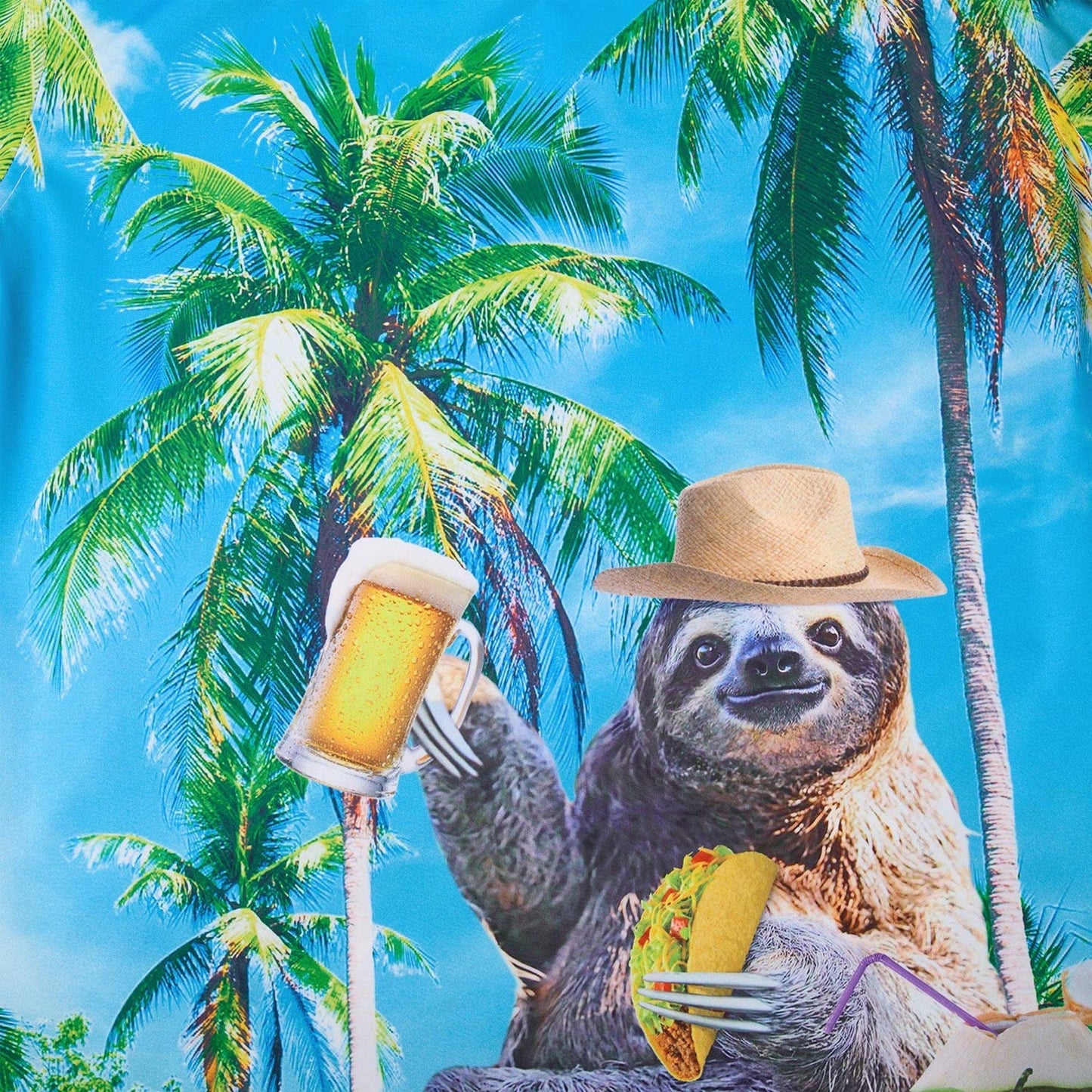 Beer Sloth Palm Tree Funny Hawaiian Shirt