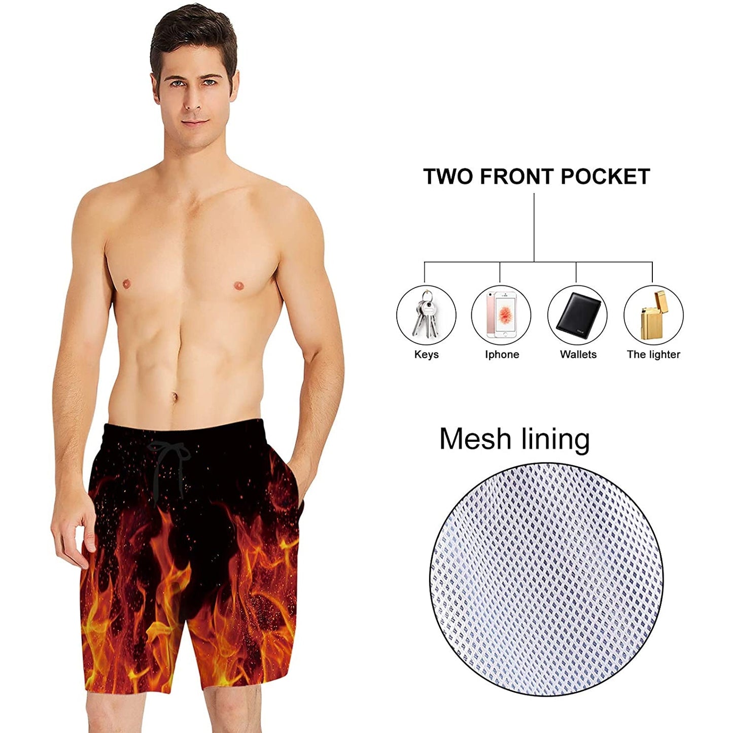 Flame Burning Funny Swim Trunks