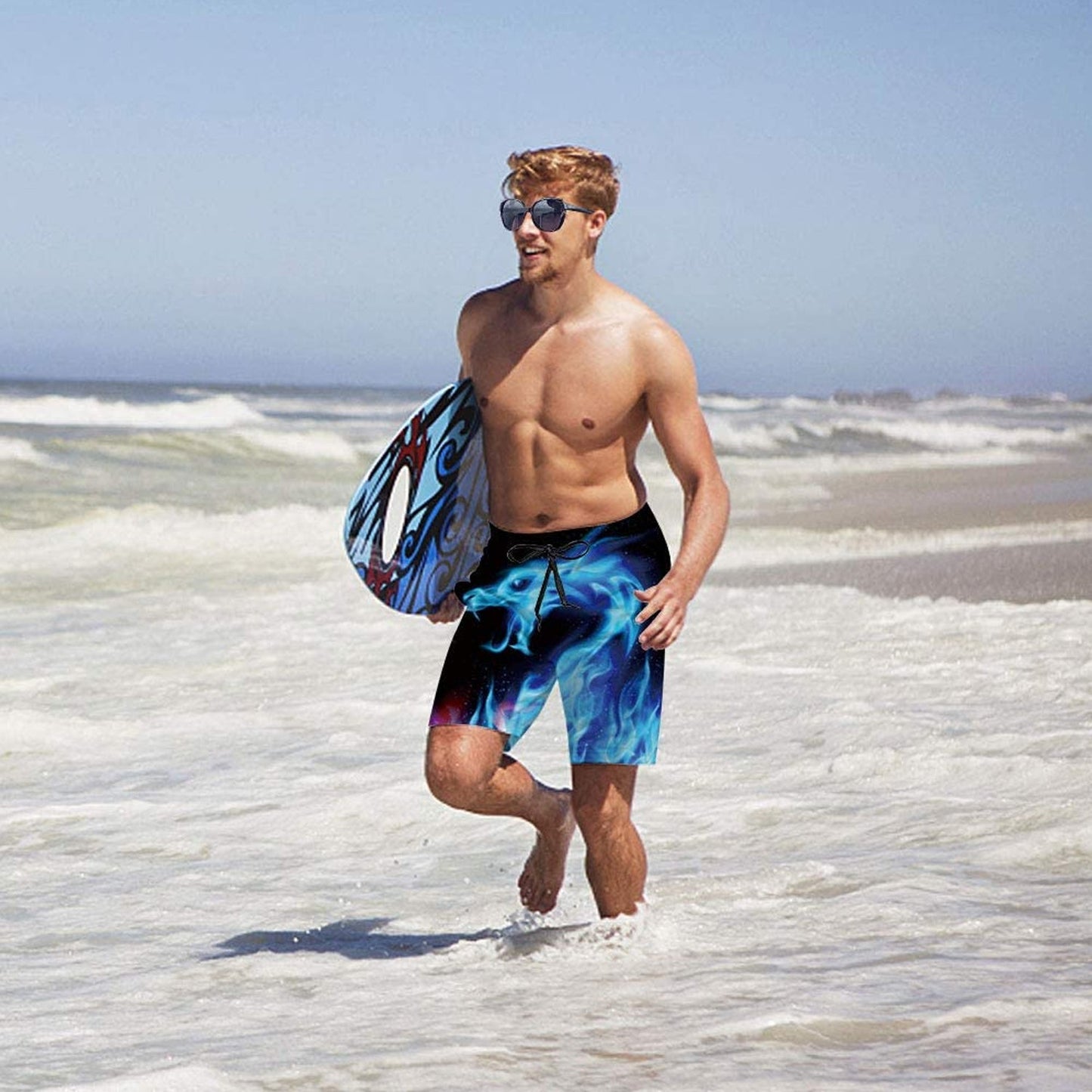 Ice Blue Dragon Funny Swim Trunks