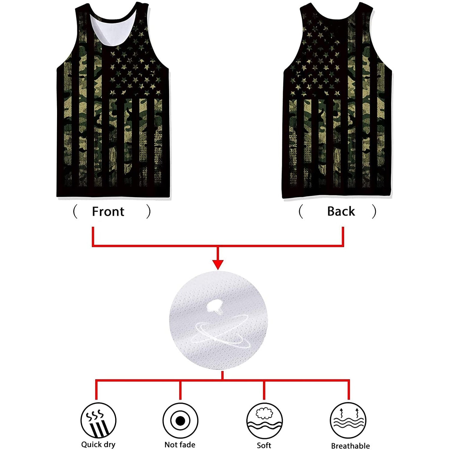 Dark Gray American Flag Funny Tank Top