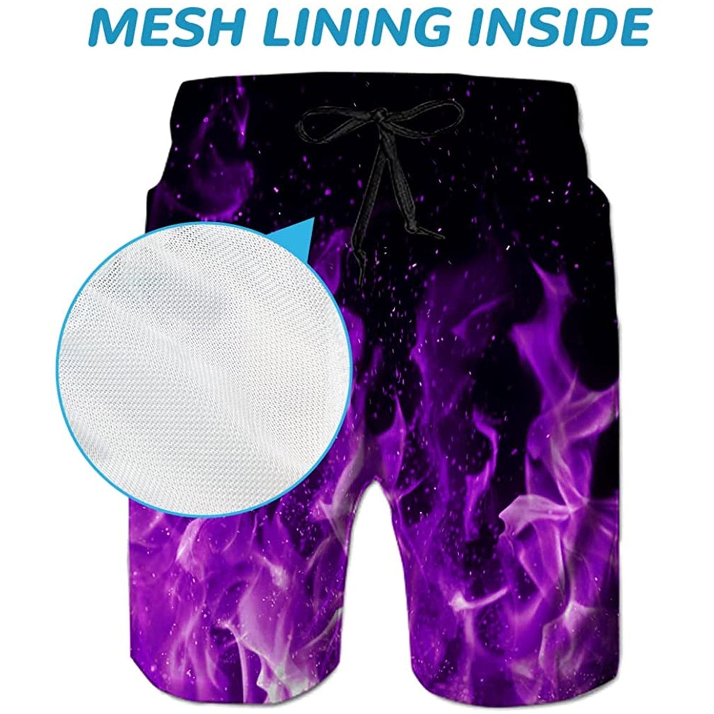 Purple Fire Flame Funny Swim Trunks