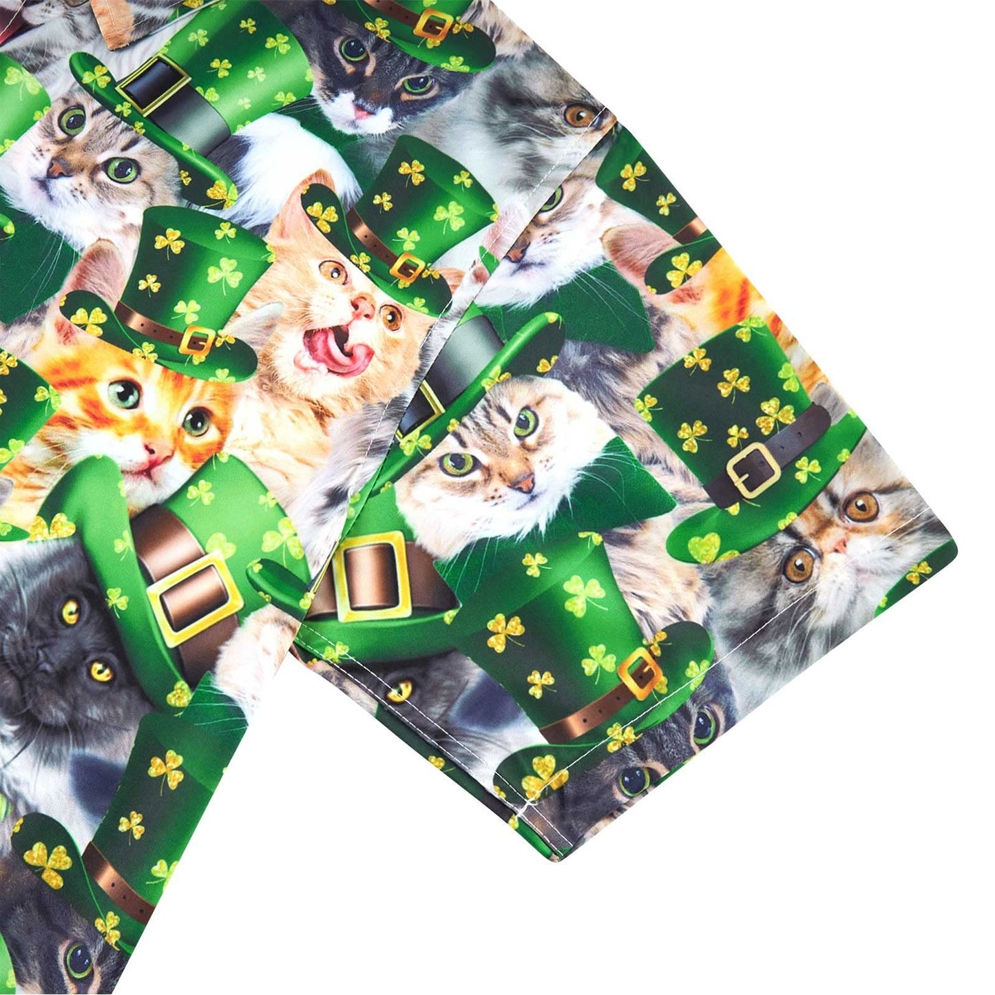St Patrick's Cat Green Funny Hawaiian Shirt