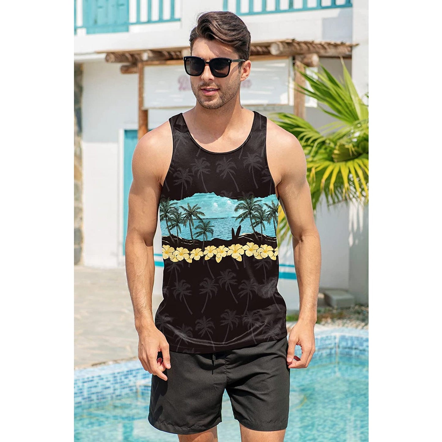 Palm Tree Flowers Funny Tank Top