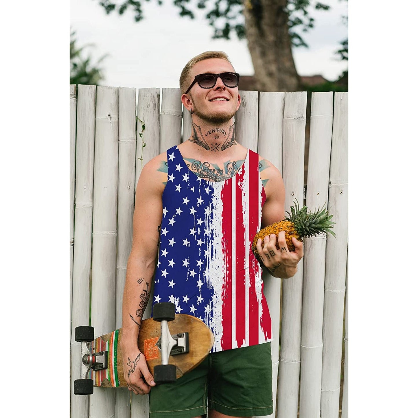 Splash American Flag Funny Tank Top