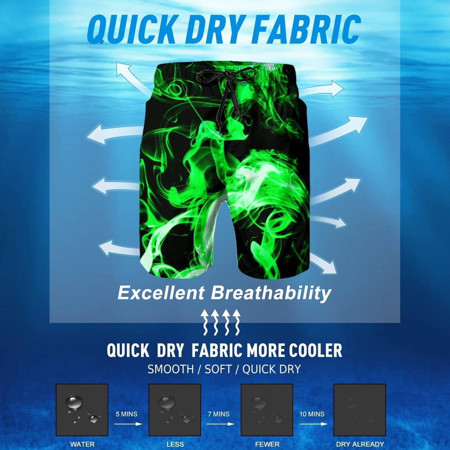 Green Smoke Funny Swim Trunks