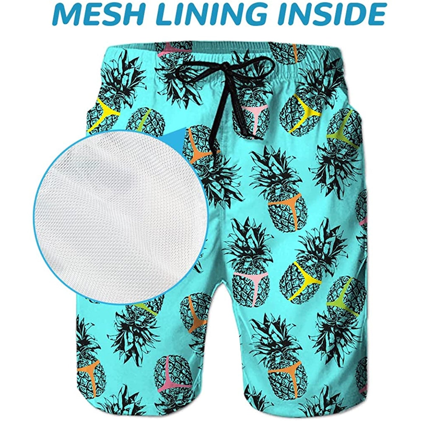 Light Blue Pineapple Funny Swim Trunks