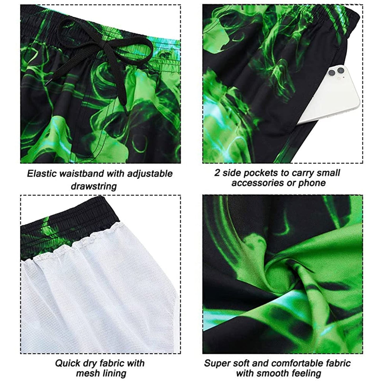 Green Smoke Funny Swim Trunks
