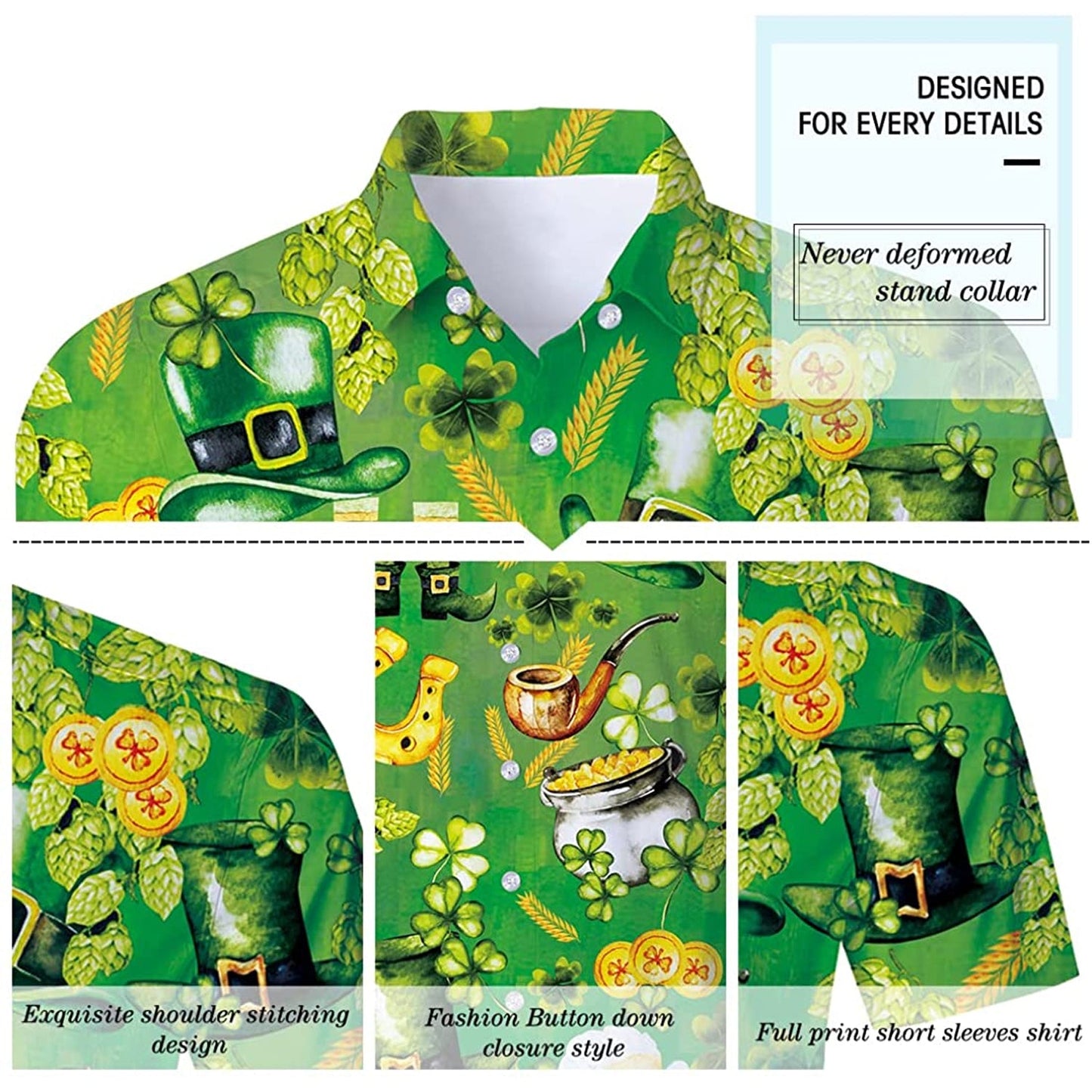 St Patrick's Day Shamrock Funny Hawaiian Shirt