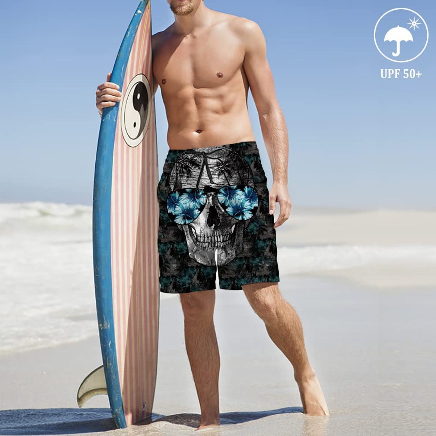 Sunglasses Skull Funny Swim Trunks