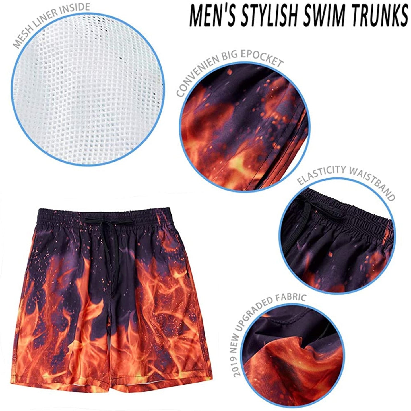 Flame Burning Funny Swim Trunks