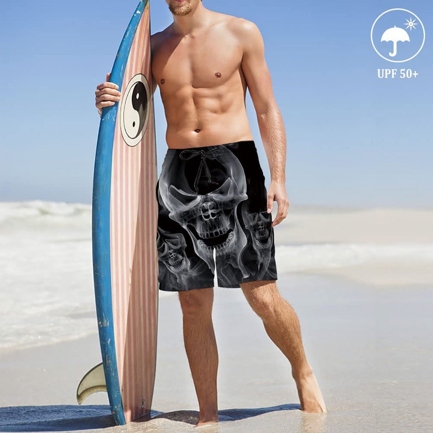 Smoke Skull Funny Swim Trunks