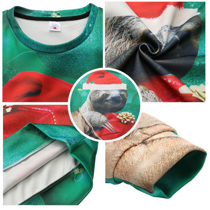 Green Sloth Hat Ugly Christmas Sweater