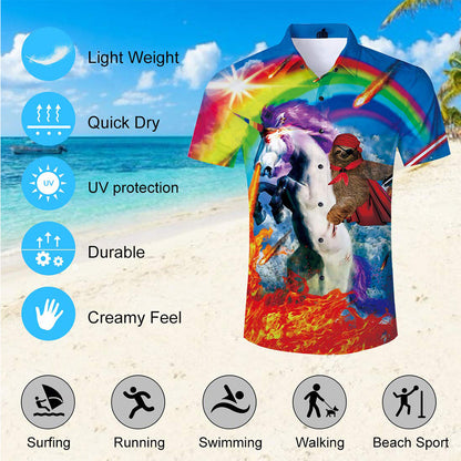 Sloth Riding Unicorn Funny Hawaiian Shirt