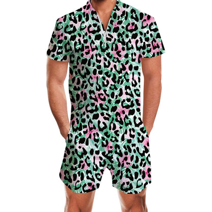 Hawaii Flower Leopard Male Romper