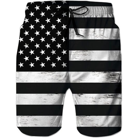 Black American Flag Funny Swim Trunks