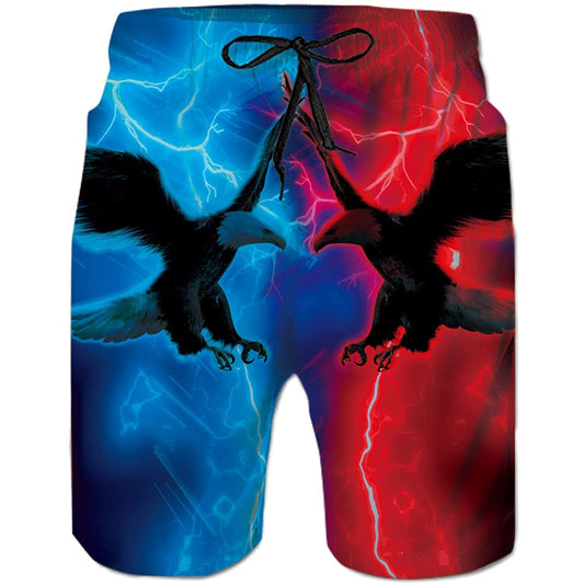 Blue & Red Hawk Funny Swim Trunks