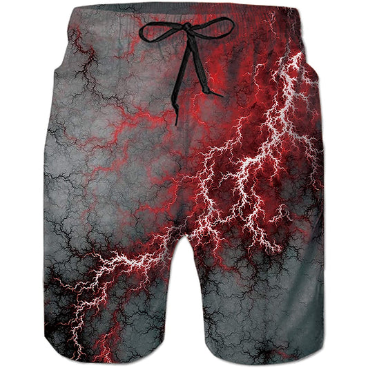 Red Lightning Funny Swim Trunks