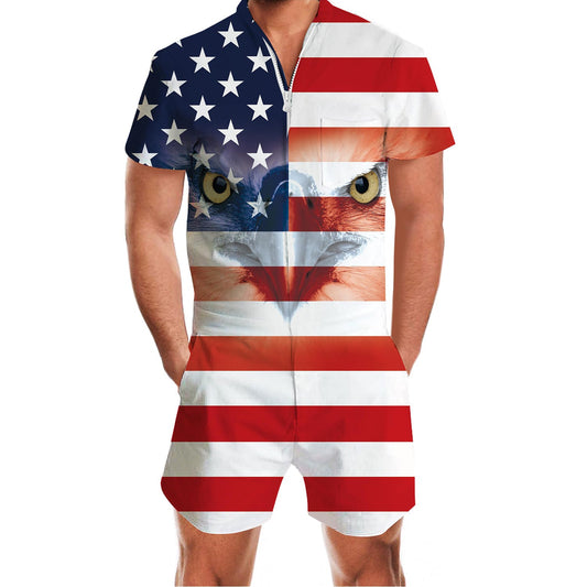 American Flag Eagle Funny Men Romper