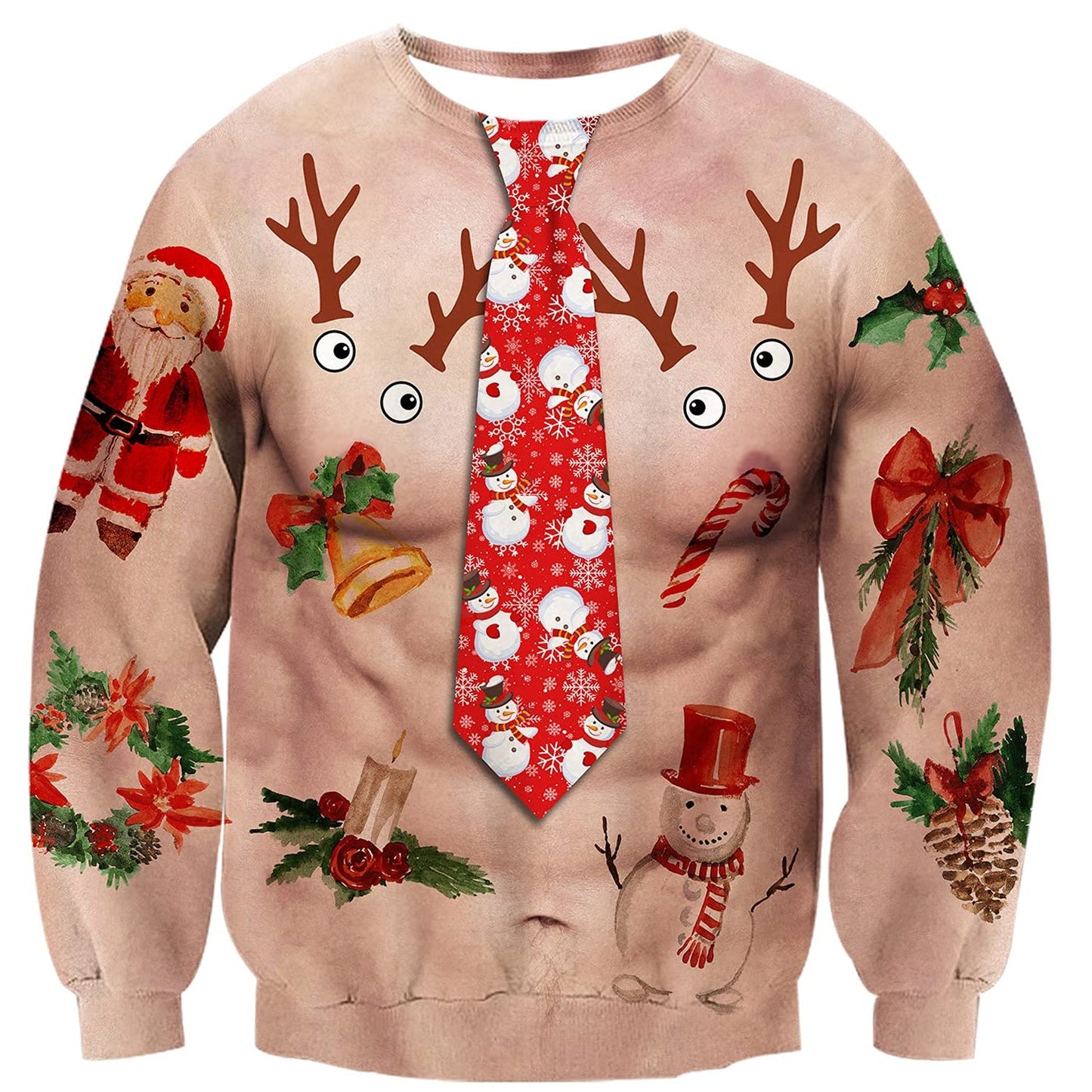 Santa Claus Bare Muscle Ugly Christmas Sweatshirt