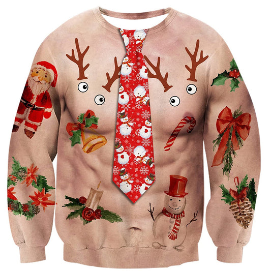 Santa Claus Bare Muscle Ugly Christmas Sweatshirt