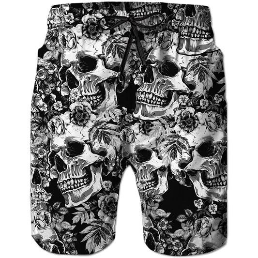 Flowers Skull Funny Swim Trunks