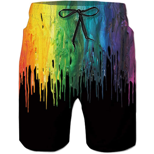 Black Paint Dripping Funny Swim Trunks