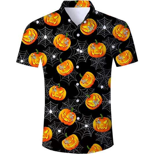 Halloween Spider Pumpkin Funny Hawaiian Shirt