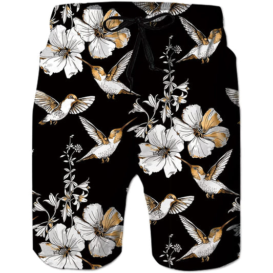 Flower Birds Funny Swim Trunks