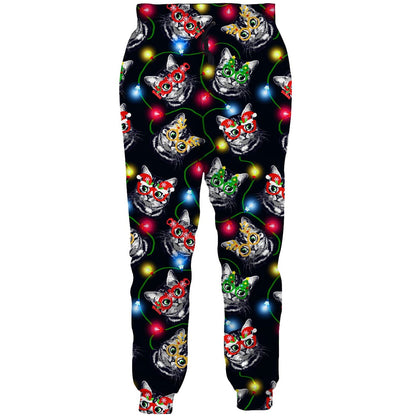 Christmas Glasses Cat Funny Sweatpants