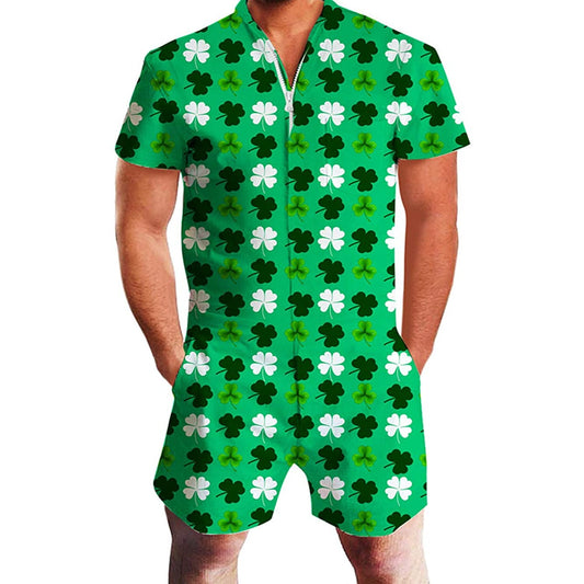 St. Patrick's Day Shamrock Funny Male Romper
