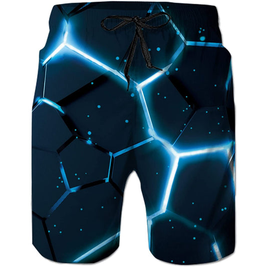 Navy Blue Crack Funny Swim Trunks