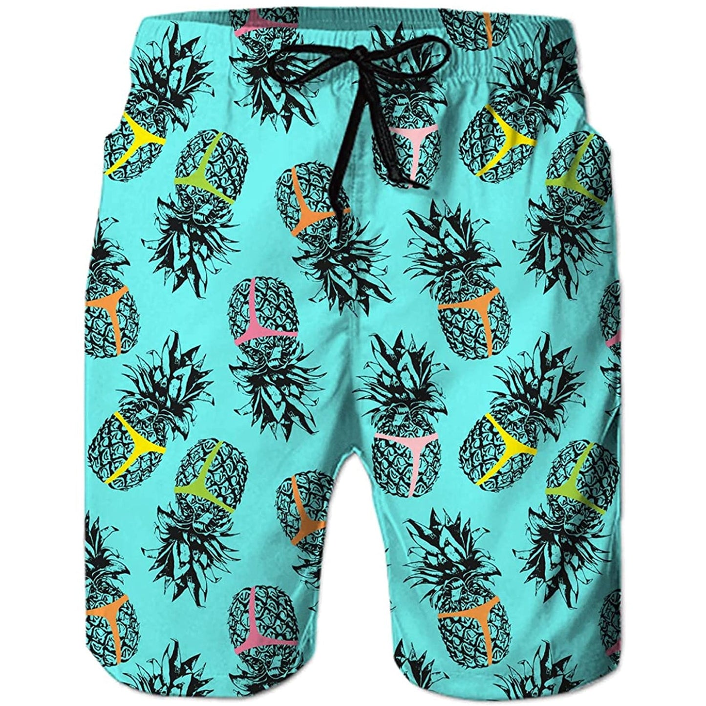 Light Blue Pineapple Funny Swim Trunks