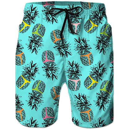 Light Blue Pineapple Funny Swim Trunks