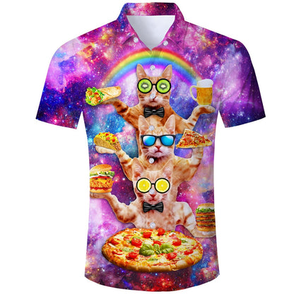 Beer Pizza Cat Funny Hawaiian Shirt
