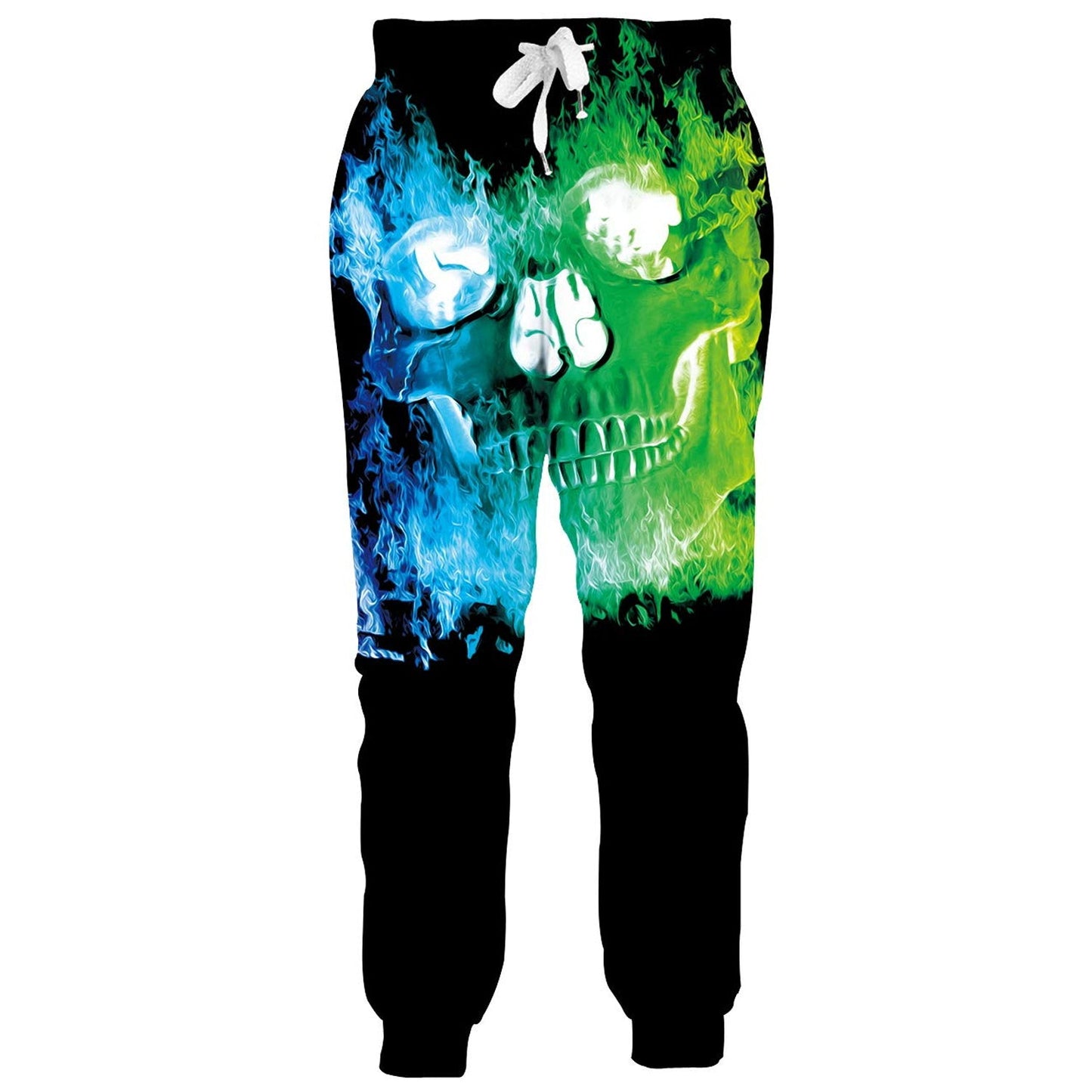 Green Fire Skull Funny Sweatpants