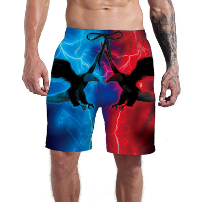 Blue & Red Hawk Funny Swim Trunks