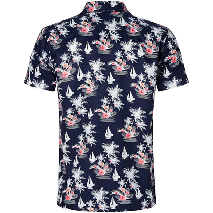 Navy Tropical Hawaii Tree Funny Hawaiian Shirt