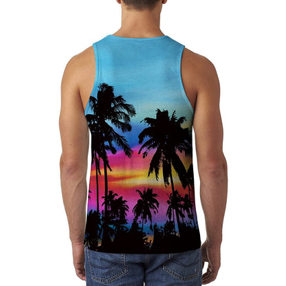 Sunset Palm Tree Funny Tank Top