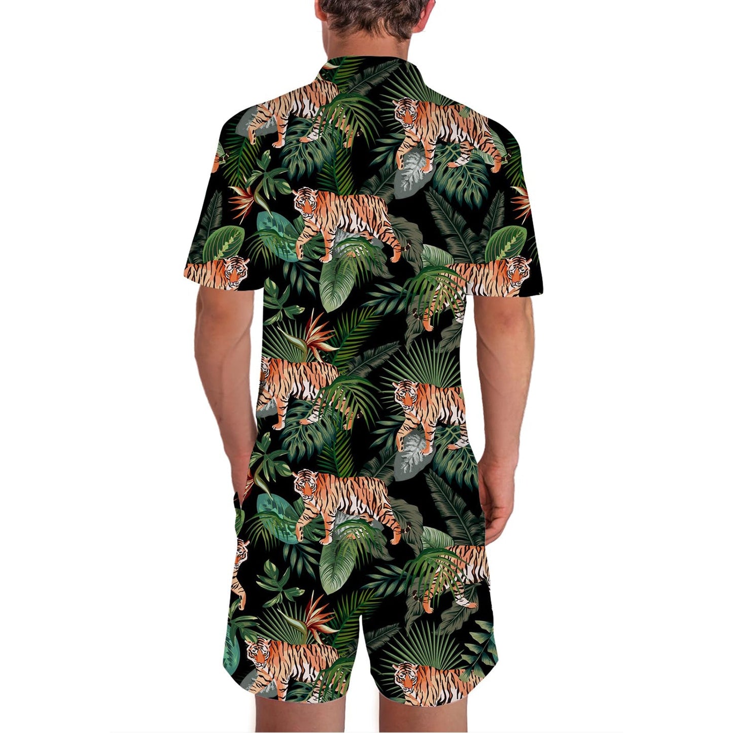 Palm Leaf Tiger Funny Male Romper