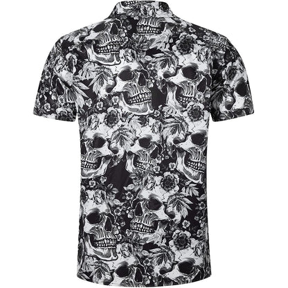 Gray Flowers Skull Funny Hawaiian Shirt